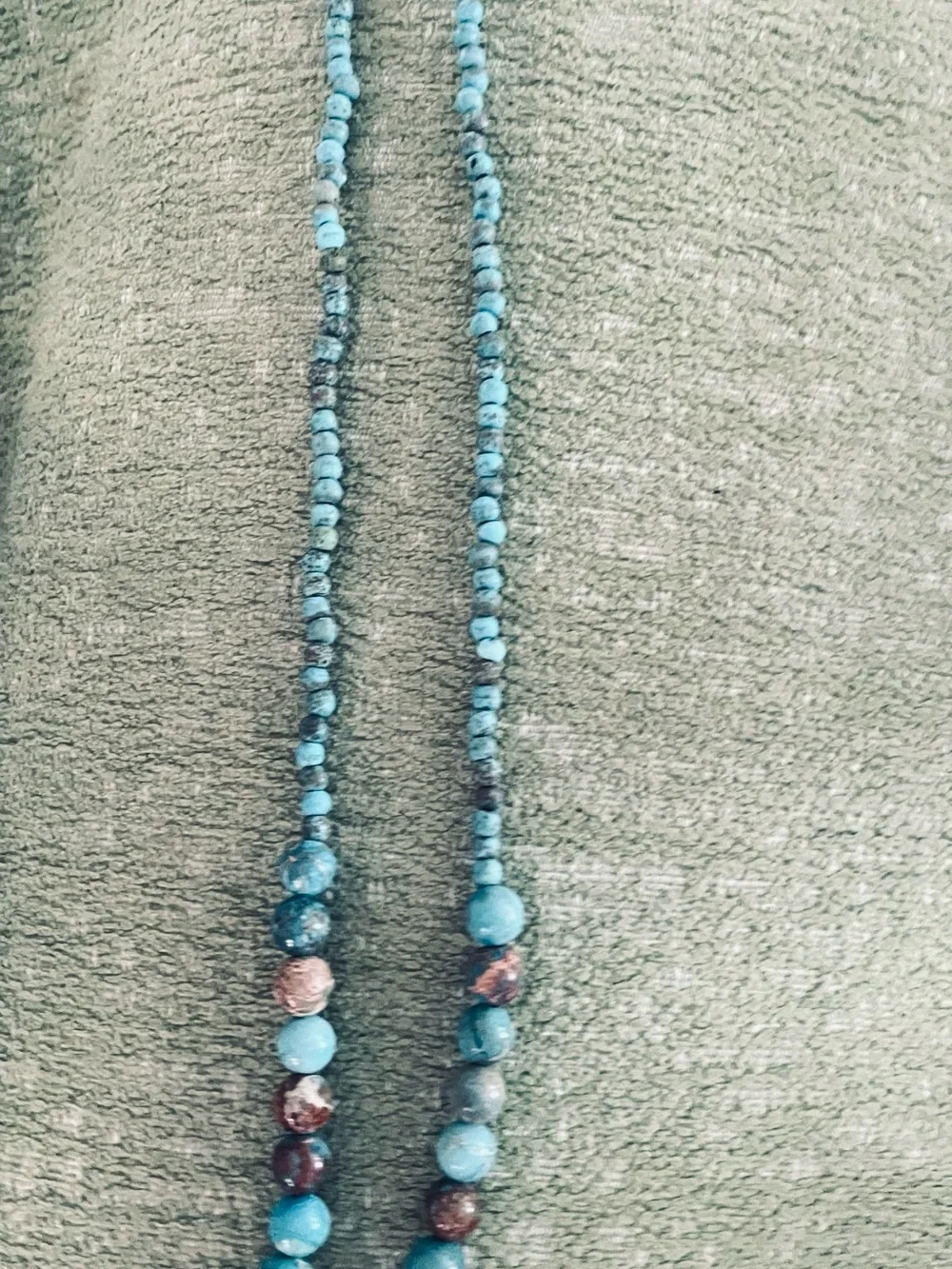 Turquoise Beaded Pendant Necklace and Bracelet Handmade